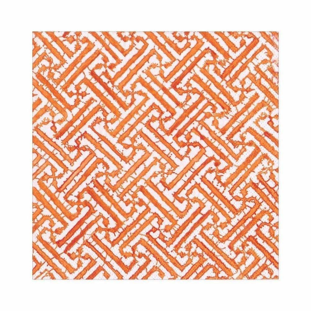 Fretwork Orange Paper Luncheon Napkins - 20 Per Package