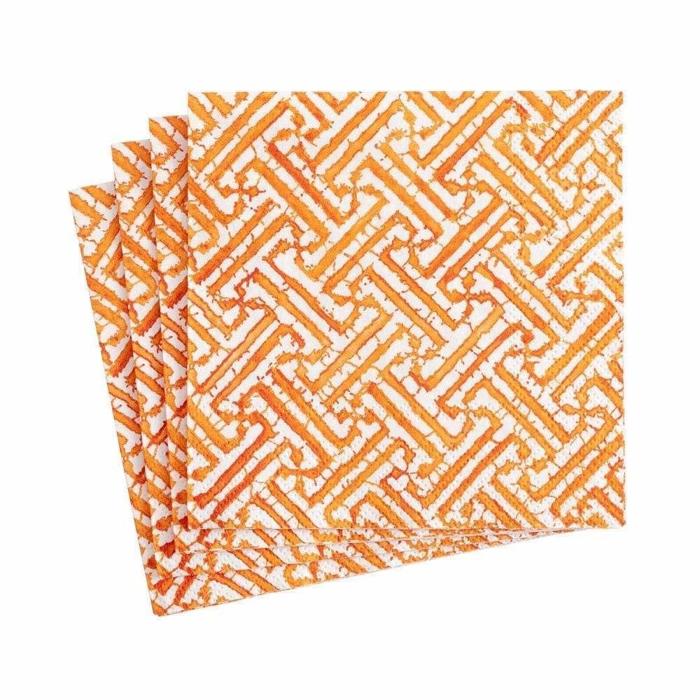 Fretwork Orange Paper Cocktail Napkins - 20 Per Package