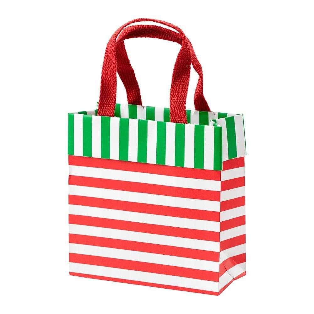 Club Stripe Small Square Gift Bag in Red &amp; Green - 1 Each