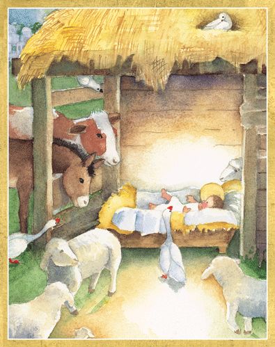 Baby In The Manger Christmas Card Boxed 16 cards &amp; envelopes