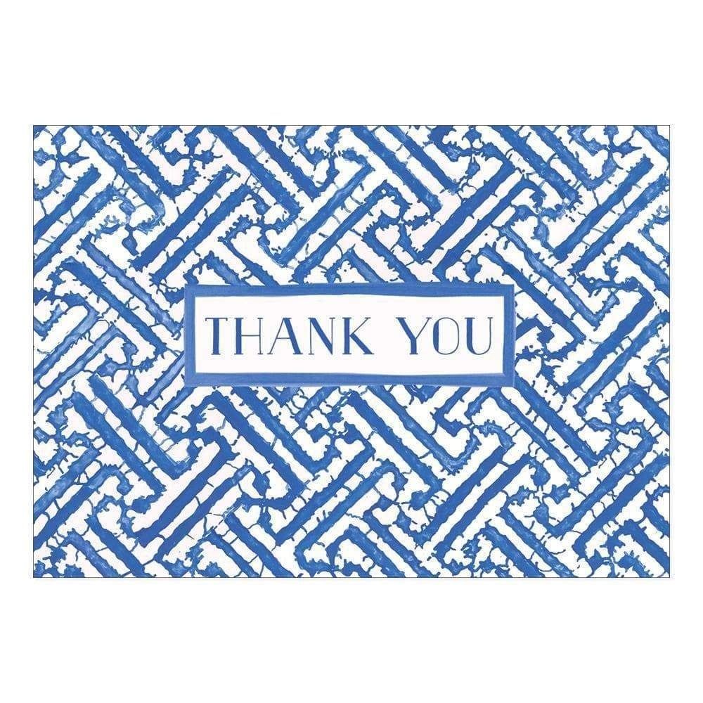 Fretwork Blue Boxed Thank You Note Cards - 8 Note Cards &amp; 8 Envelopes