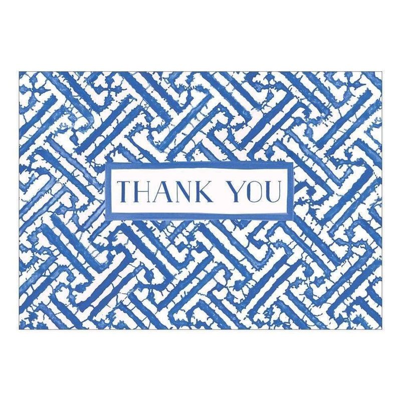 Fretwork Blue Boxed Thank You Note Cards - 8 Note Cards &amp; 8 Envelopes
