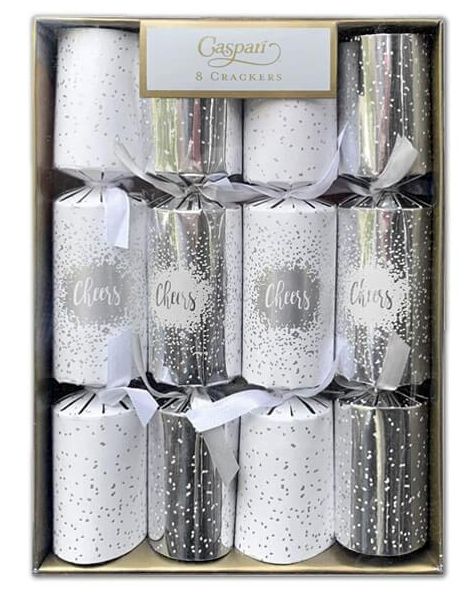 Cheers Celebration Christmas Crackers in Silver - 8 Per Box