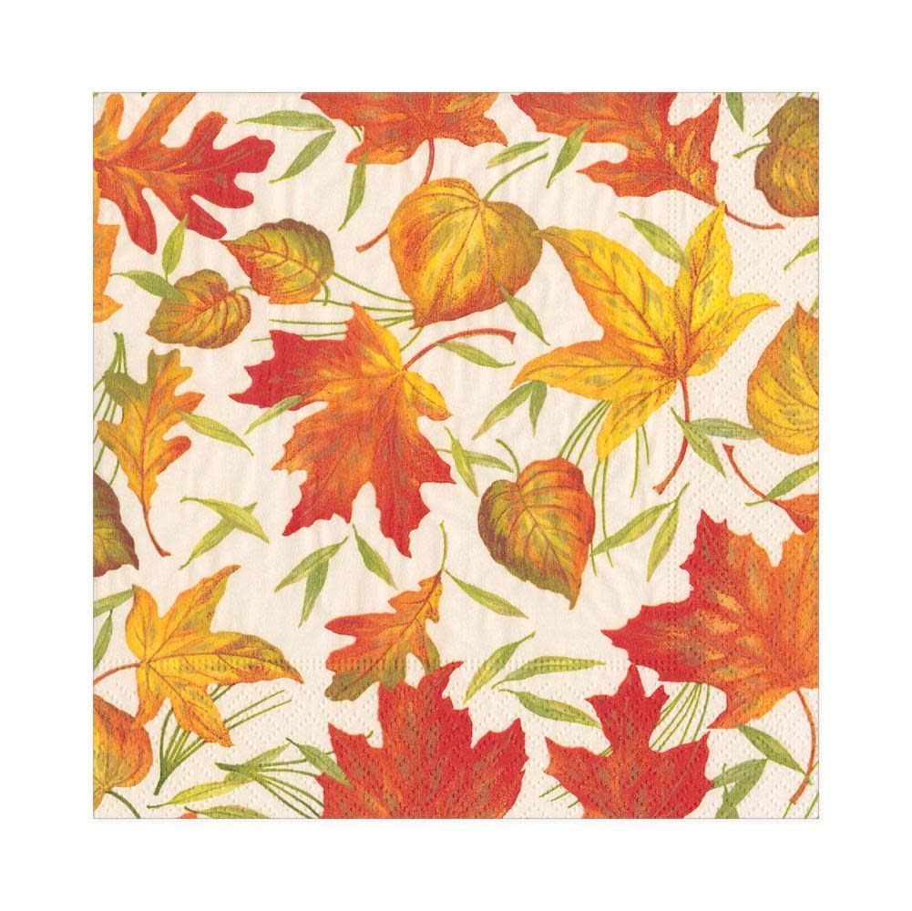 Woodland Leaves Paper Luncheon Napkins in Ivory - 20 Per Package