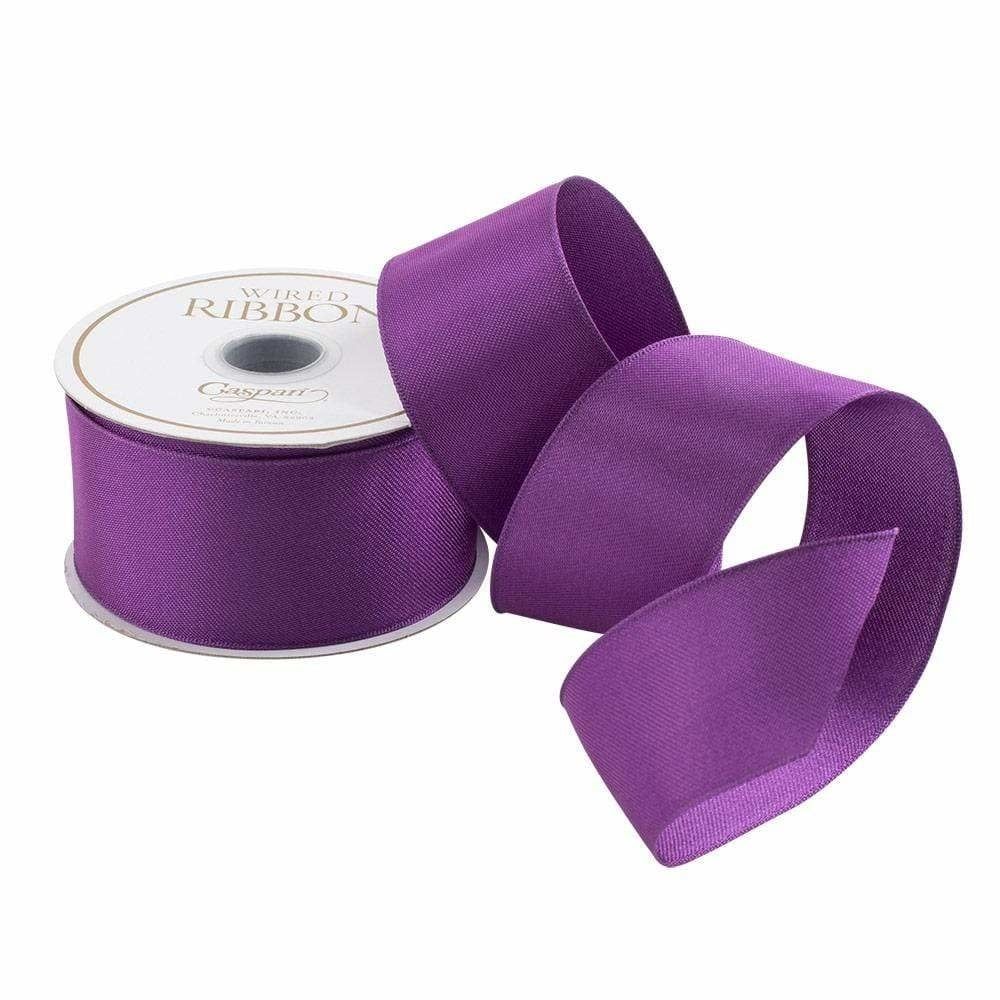 Solid Purple Satin Wired Ribbon - 9 Yard Spool