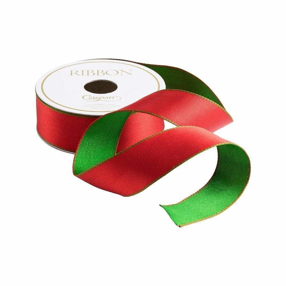 Red &amp; Green Reversible Satin Wired Ribbon - 10 Yard Spool