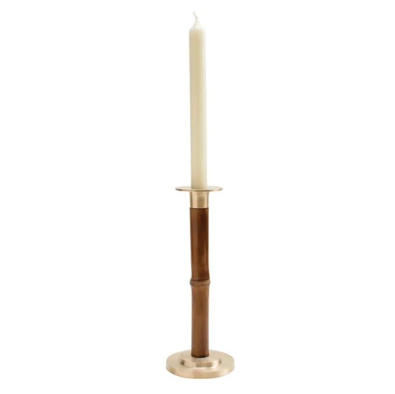 Large Bamboo Candlestick 10" in Medium Brown - 1 Each