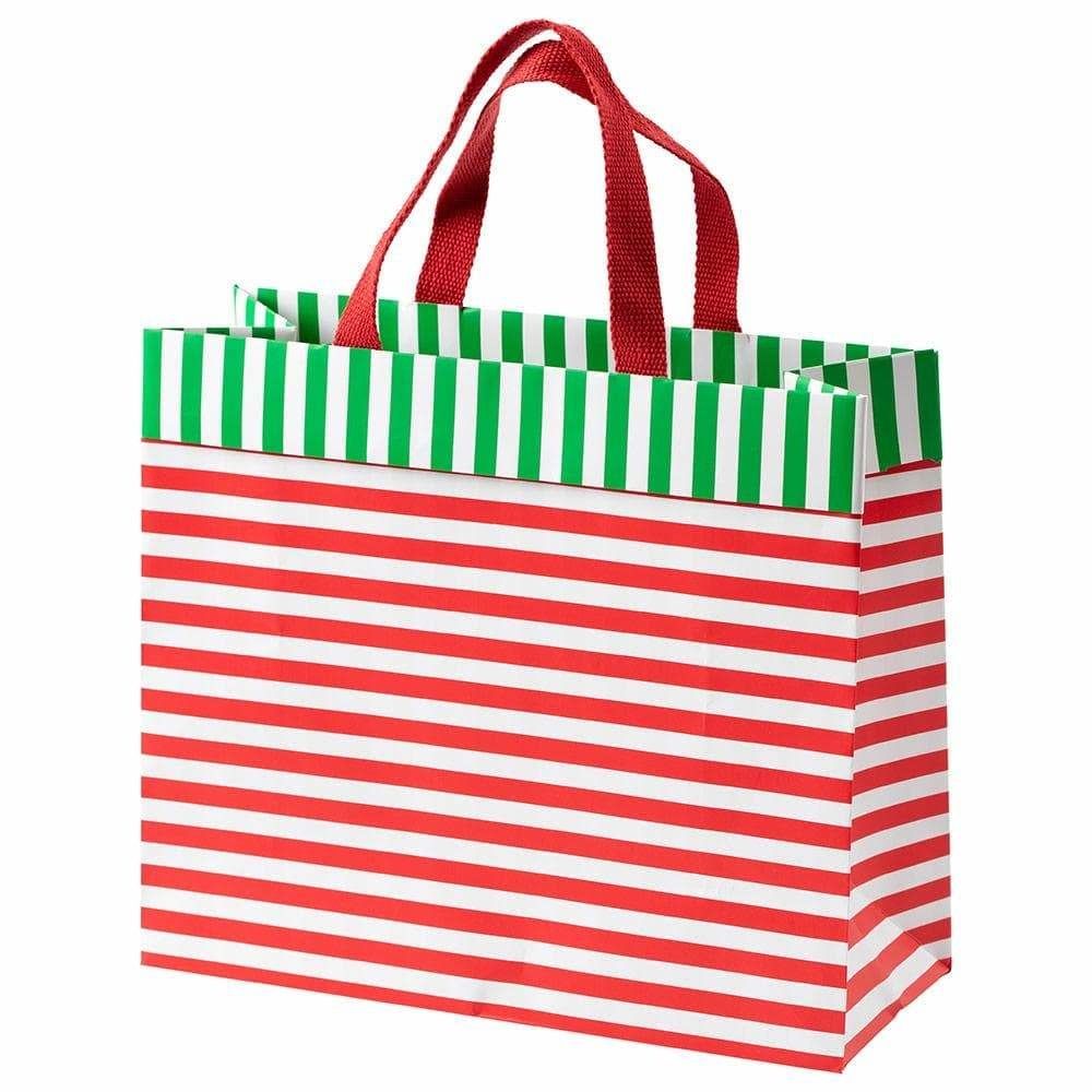 Club Stripe Large Gift Bag in Red &amp; Green - 1 Each