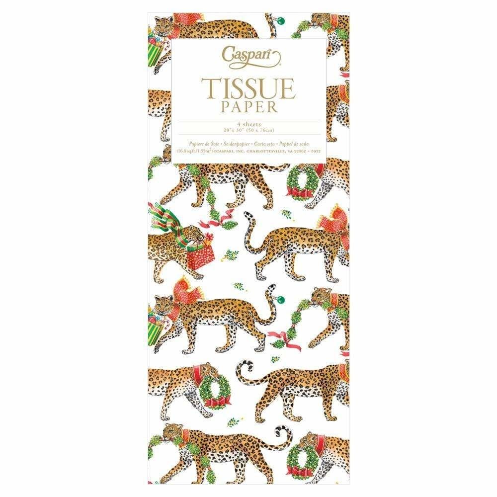 Christmas Leopards Tissue Paper in White - 4 Sheets Included
