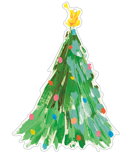 Brushstroke Trees Ornament Tag w/Header 4-pack