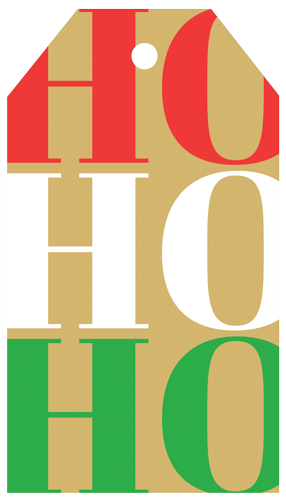 Ho Ho Ho Foil Hanging Gift Tag - 4 Per Package
