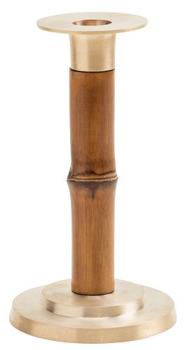 Small Bamboo Candlestick 7" in Brown - 1 Each