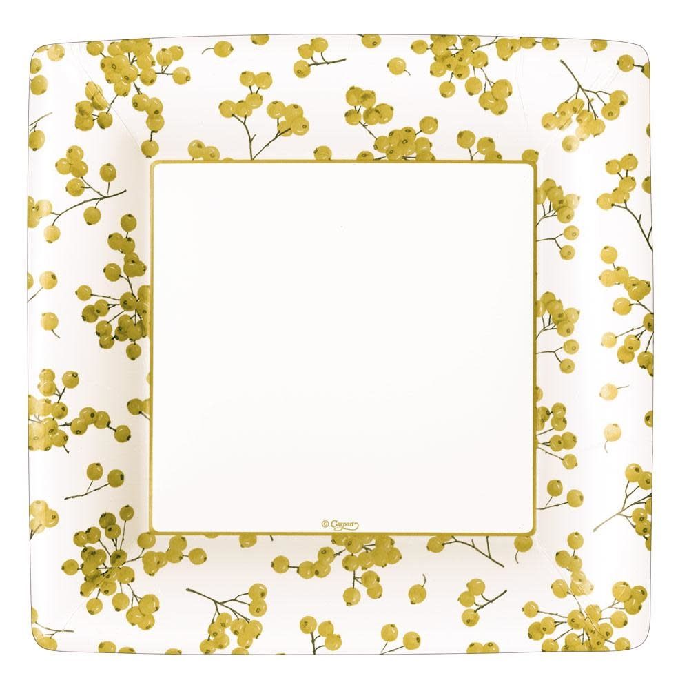 Berry Gathering Paper Dinner Plates in Ivory &amp; Gold - 8 Per Package