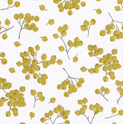 Berry Gathering Ivory/gold Cocktail Napkins - 20 Per Package