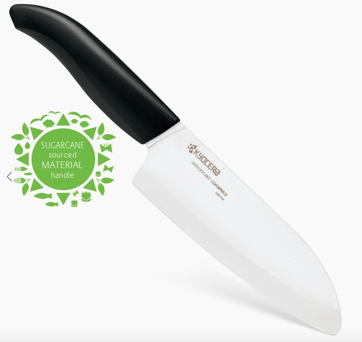 Ceramic 5.5" Santoku Knife w/ Sugarcane Sourced Material Handle