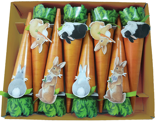 Bunnies And Carrots Luxury Cone Crackers 10" 8 per pack