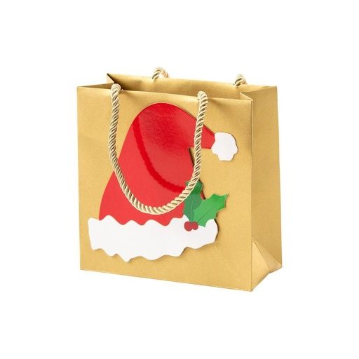Be Merry Santa Hat Small Square Gift Bag