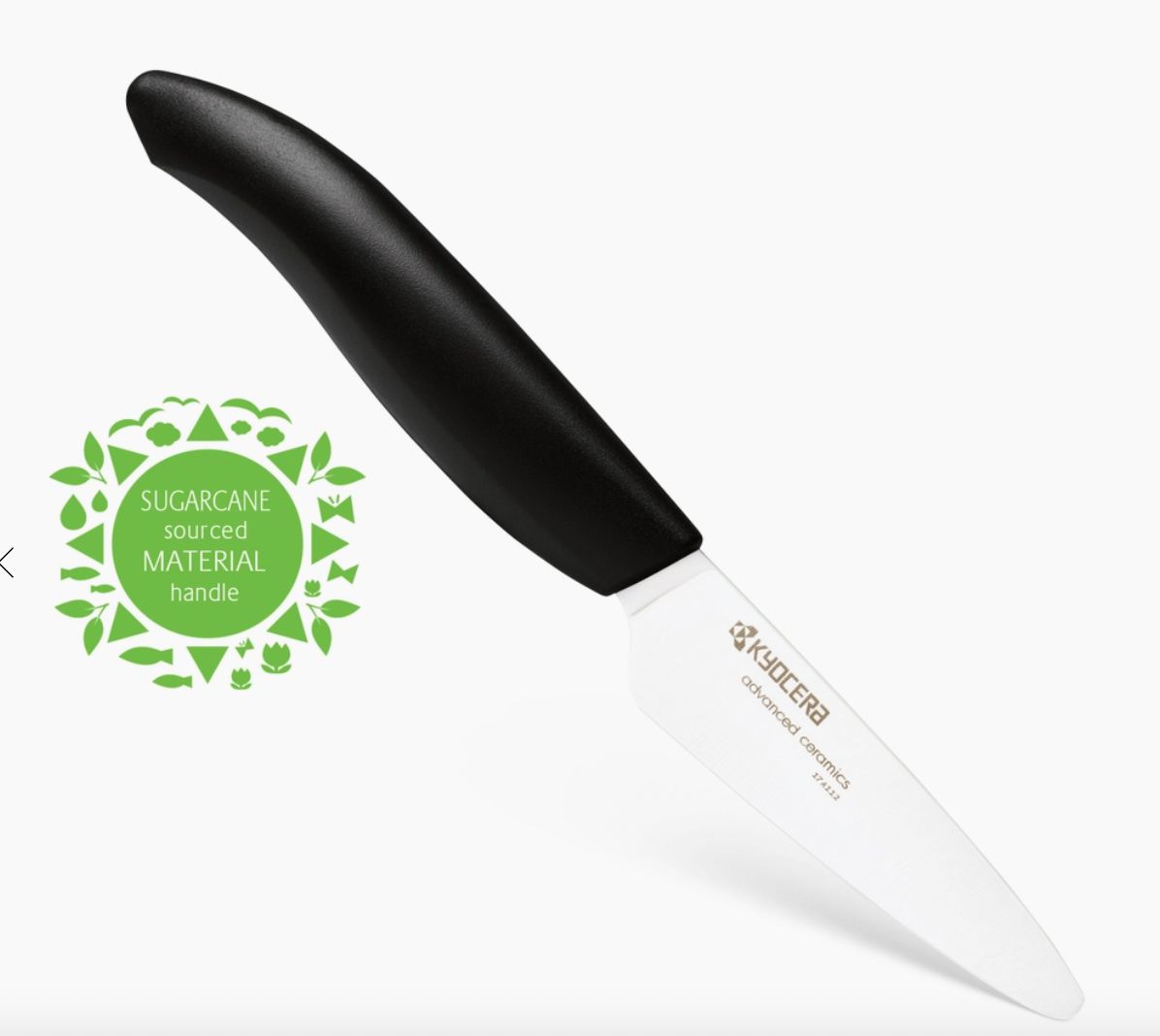 Ceramic 3" Paring Knife w/ Sugarcane Sourced Material Handle