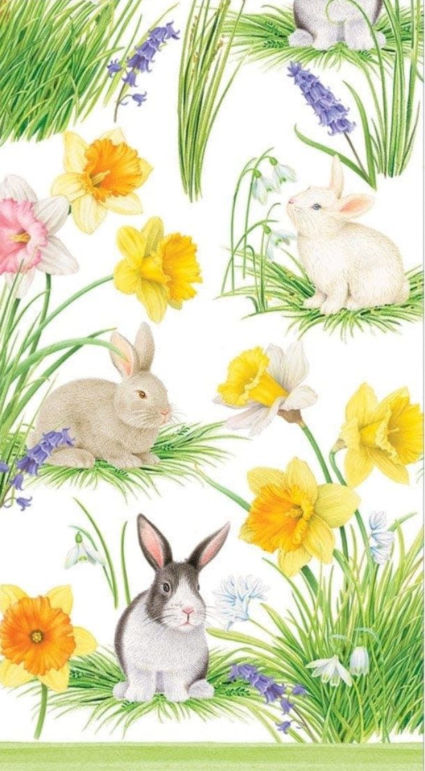 Bunnies and Daffodils Guest Towels