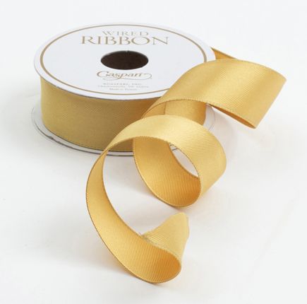 Narrow Solid Gold Wired Ribbon - 8 Yard Spool