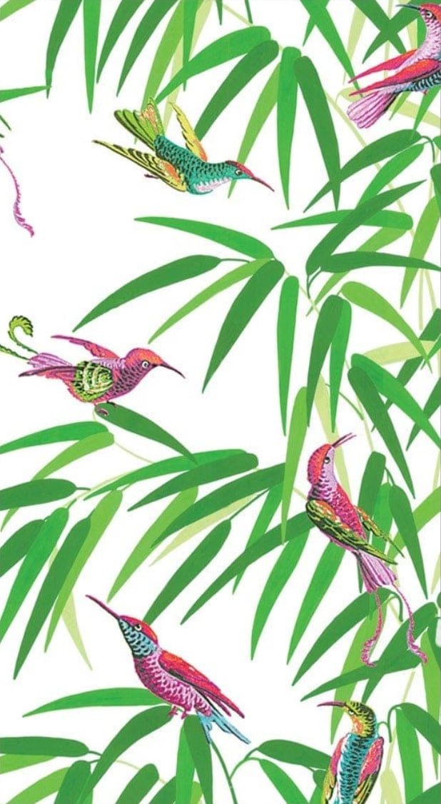 Birds in Paradise White Guest Towels