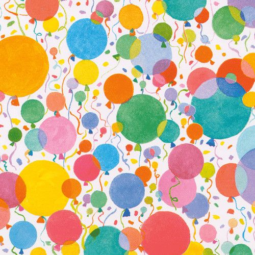 Balloons And Confetti Roll Wrap 30 Inch X 8ft-2 Inch Core