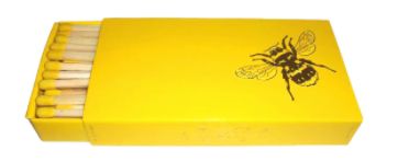 Designer Matches Gold Bee on Yellow Embossed 4" Collectible Matchbox