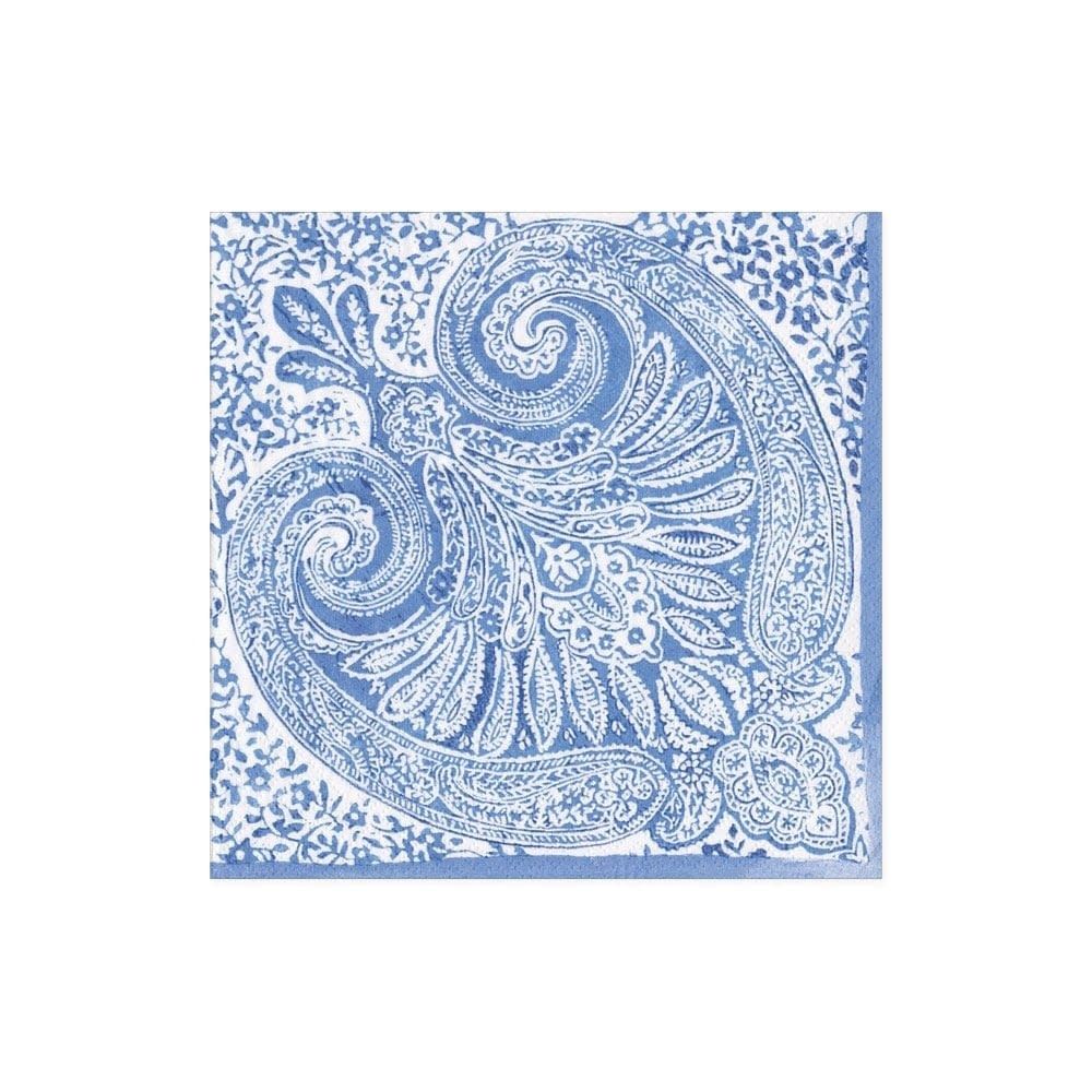 Paisley Medallion Paper Cocktail Napkins in Blue - 20 Per Package