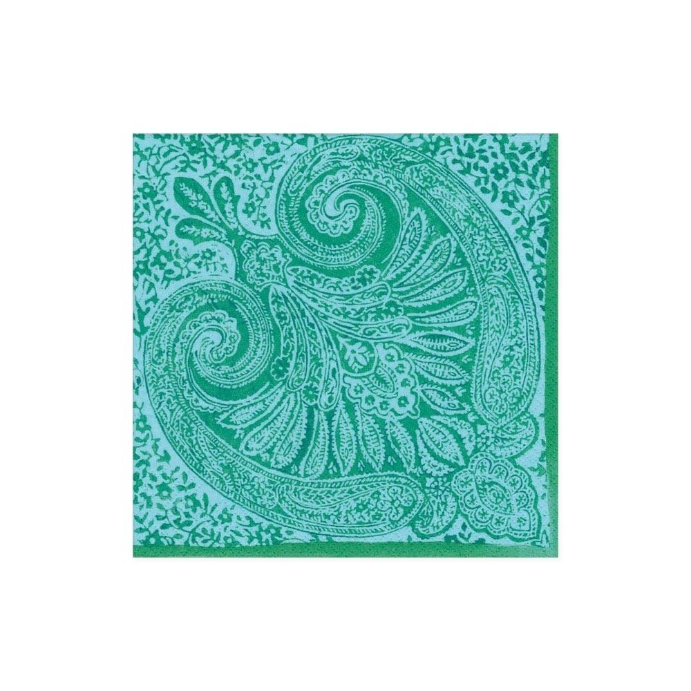 Paisley Medallion Paper Cocktail Napkins in Turquoise - 20 Per Package