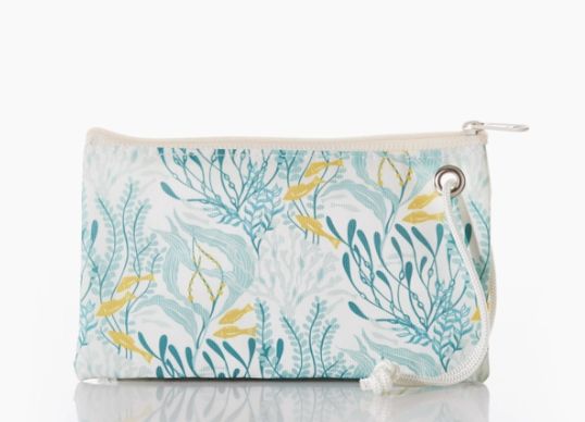 Aquamarine Ocean Flora Wristlet