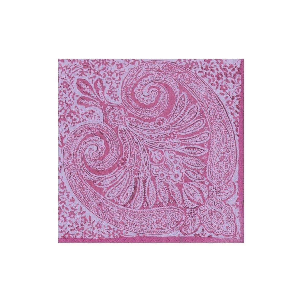 Paisley Medallion Paper Cocktail Napkins in Raspberry - 20 Per Package