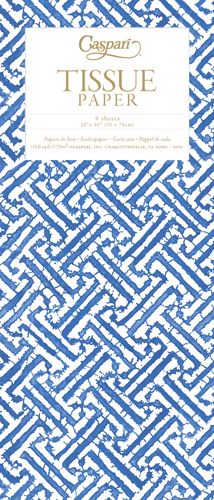 Fretwork Blue Tissue Paper - 4 Sheets Included