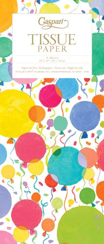 Balloons &amp; Confetti Tissue Paper - 4 Sheets Included