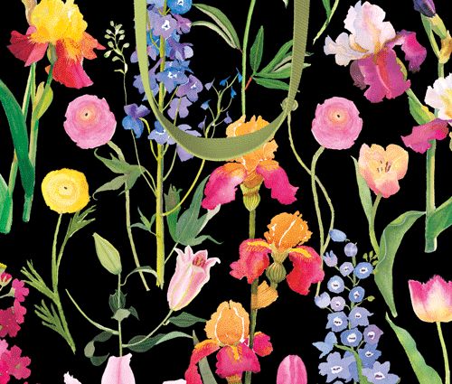Summer Garden Black Large Gift Bag - 1 Each