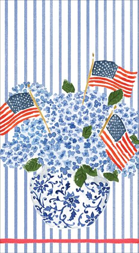 Flags and Hydrangeas Paper Guest Towel Napkins - 15 Per Package