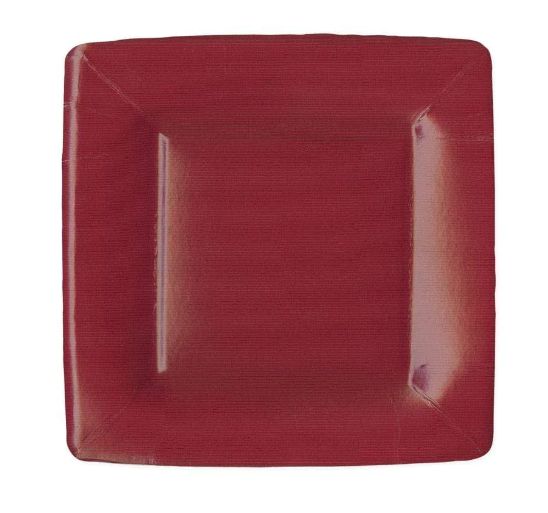 Grosgrain Square Paper Salad &amp; Dessert Plates in Cranberry - 8 Per Package