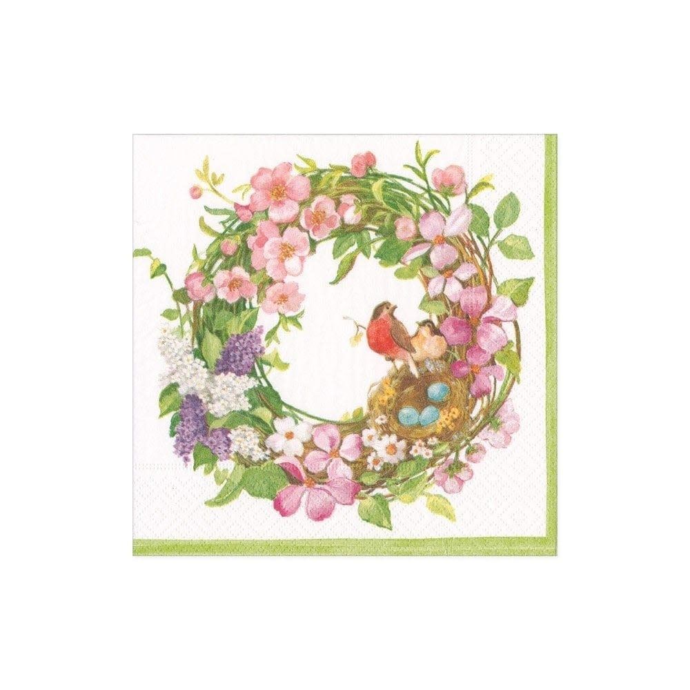 Spring Wreath Paper Cocktail Napkins - 20 Per Package