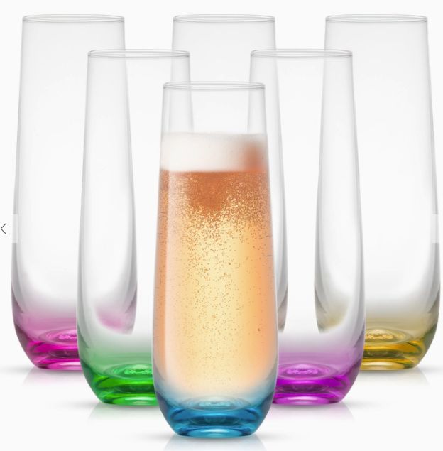 Hue Colored Champagne Glasses, Set of 6