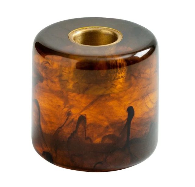 Cylinder Resin Candleholder in Tortoiseshell - 1 Each