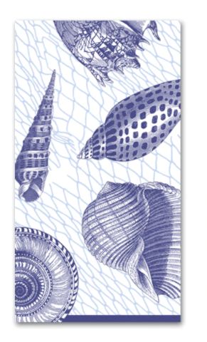 Netting and Shells Paper Guest Towel Napkins in Blue - 15 Per Package