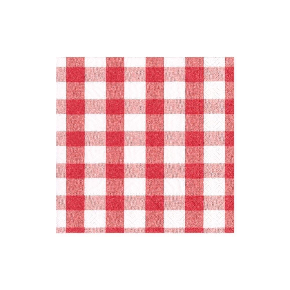 Gingham Paper Cocktail Napkins in Red - 20 Per Package