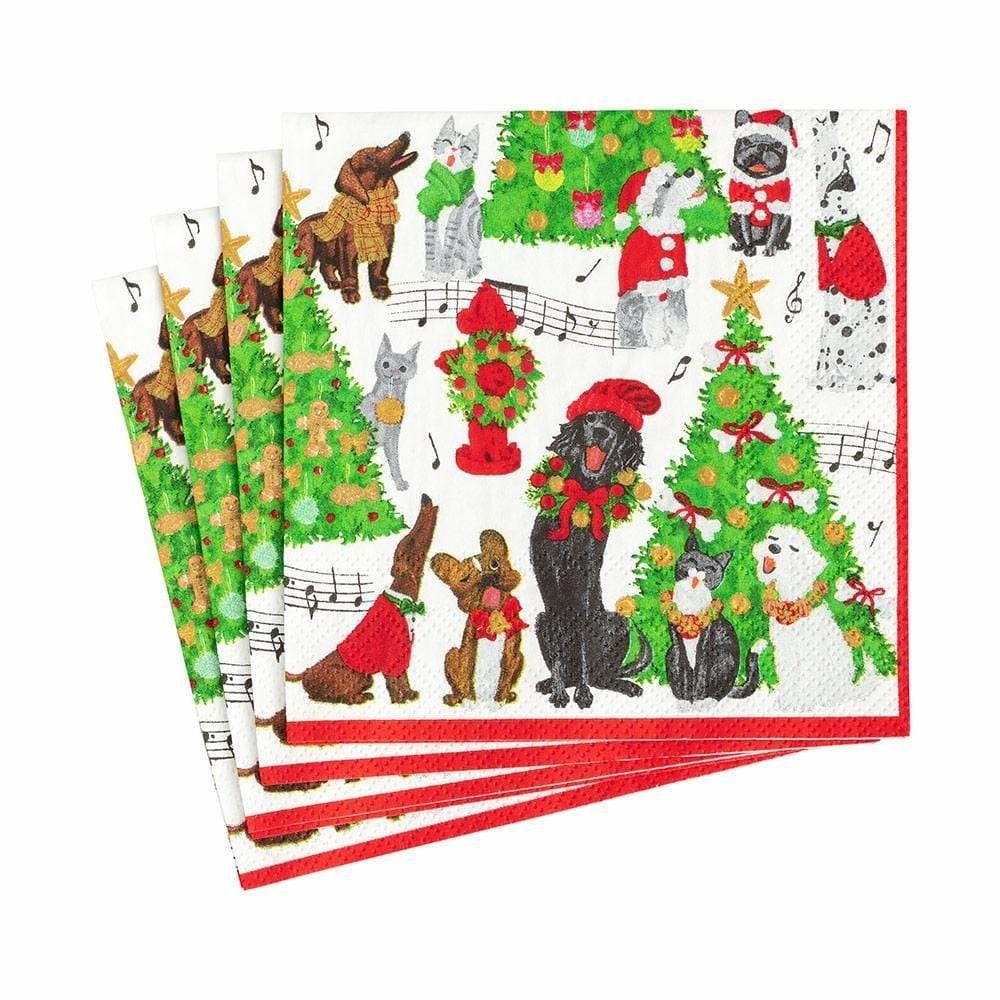 Caroling Pets Paper Cocktail Napkins - 20 Per Package