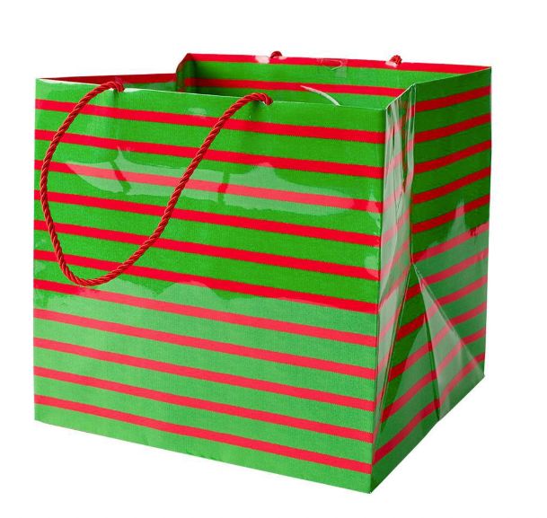 Bretagne Large Cube Gift Bag in Red &amp; Green - 1 Each