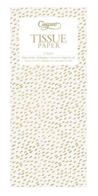 Little Dash Tissue Paper in White &amp; Gold - 4 Sheets Included