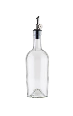 17.5oz Clear Glass Oil and Vinegar Bottle with Weighted Stainless Steel Pourer