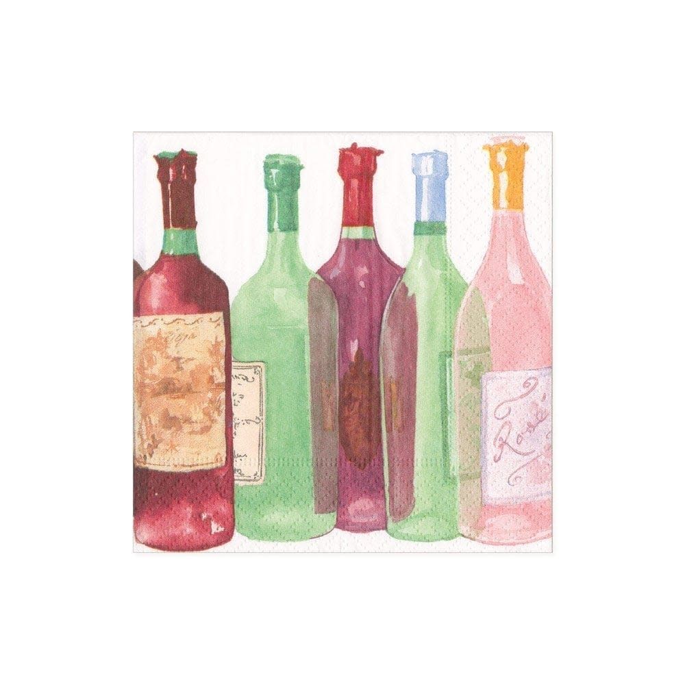 Wine Bottles Boxed Paper Cocktail Napkins - 40 Per Box