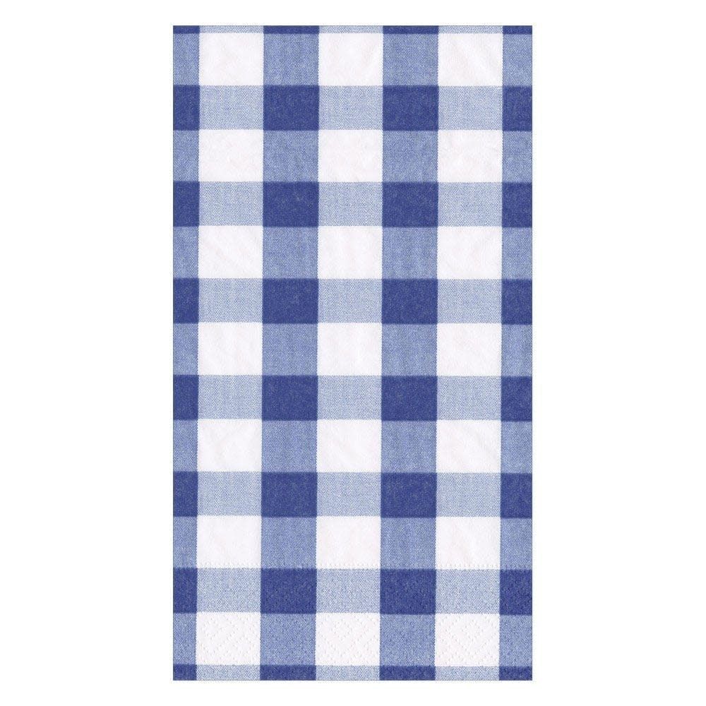 Gingham Paper Guest Towel Napkins in Blue - 15 Per Package