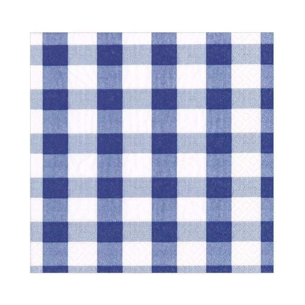 Gingham Paper Luncheon Napkins in Blue - 20 Per Package