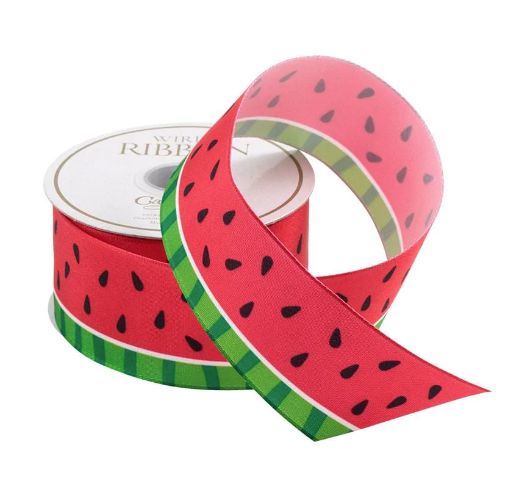 Watermelon Patterned Wired Ribbon - 7 Yard Spool