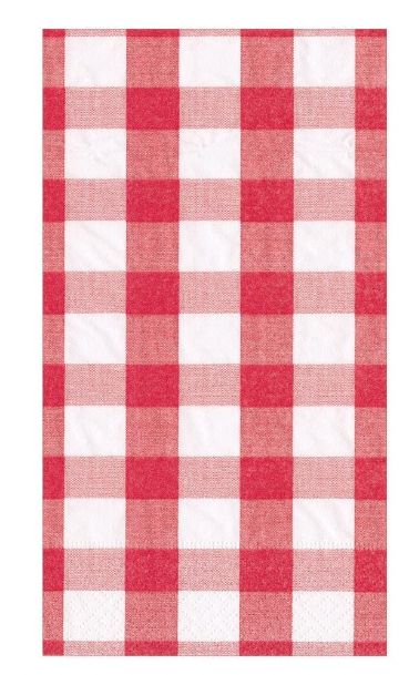 Gingham Paper Guest Towel Napkins in Red - 15 Per Package